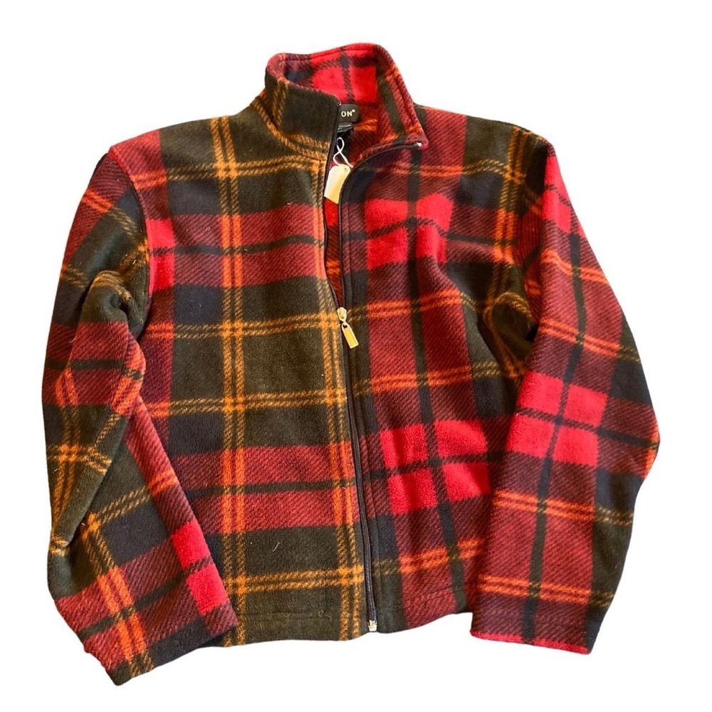 Vintage Oversized Plaid Fleece Pullover
